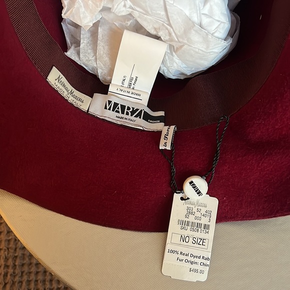 MARZI Handmade fedora with 100% real fur detail Deep wine color main image 7